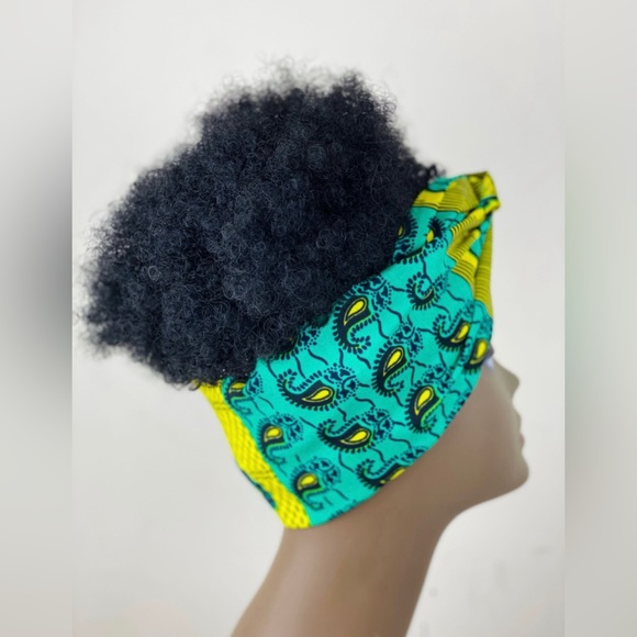 African Print Ankara Multicolor Cotton Turban - Picture 2 of 2
